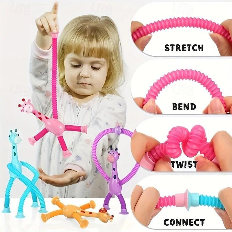 4pcs Giraffe Stretching Toy Suction Cup Variety Shape Stretching Tube Decompression Novelty Educational Children's Toys halloween christmas gift 2025 - $24.99 –P3