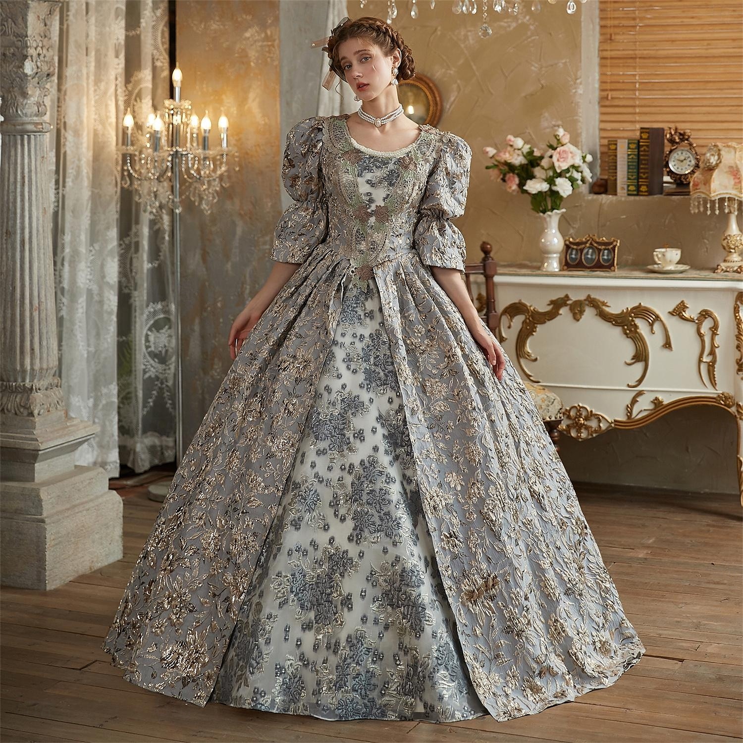 Rokoko Viktoria Tarzı Retro Šaty Cosplay Paruky Kostým na Večírek Princeznovské Shakespeare Pevná barva Plesové šaty Dámské Královský Vánoce předvečer Všech svatých Karneval Párty Večerní oslava 2025 - $251.19 –P1