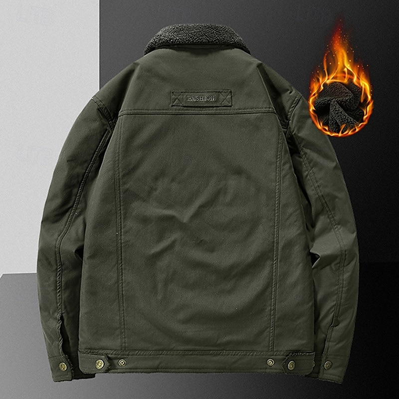 Herren Wanderjacke Fleecejacke für Wanderer Draussen warm Fleece-Futter Windbreaker-Jacke Reisen Armeegrün Khaki Dunkelblau 2025 - $56.99 –P5
