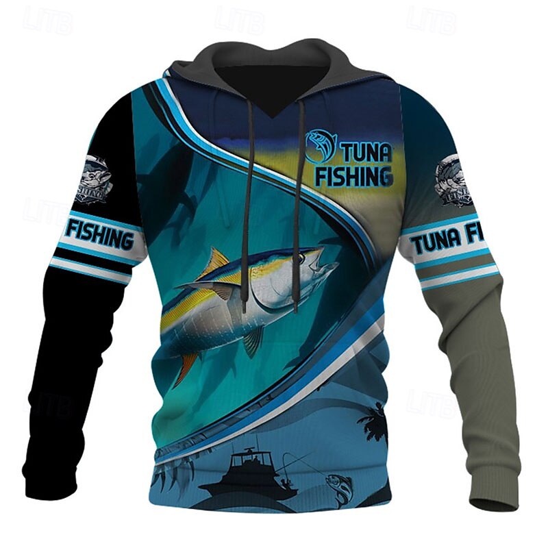 Homme Graphic Poissons Sweat à capuche Sweats à Capuche Sweat-shirt Sweat à capuche manche longue Sweat à capuche Capuche Vêtement de rue 3D effet Sport & Loisir du quotidien Noir Bleu Roi Imprimer de 2025 ? $31.99 –P8