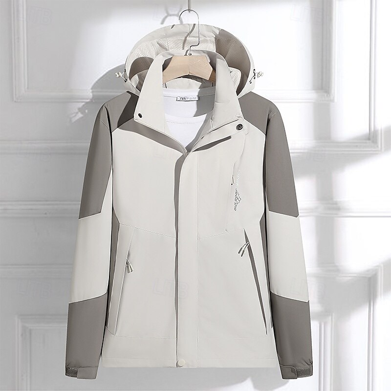 Men's Hoodie Jacket Outdoor Jacket Hiking Jacket Winter Outdoor Waterproof Breathable Soft Detachable Cap Jacket Full Length Visible Zipper Fishing Climbing Beach Dark Brown Dark Grey Navy Black Ivory 2025 - $48.99 –P1