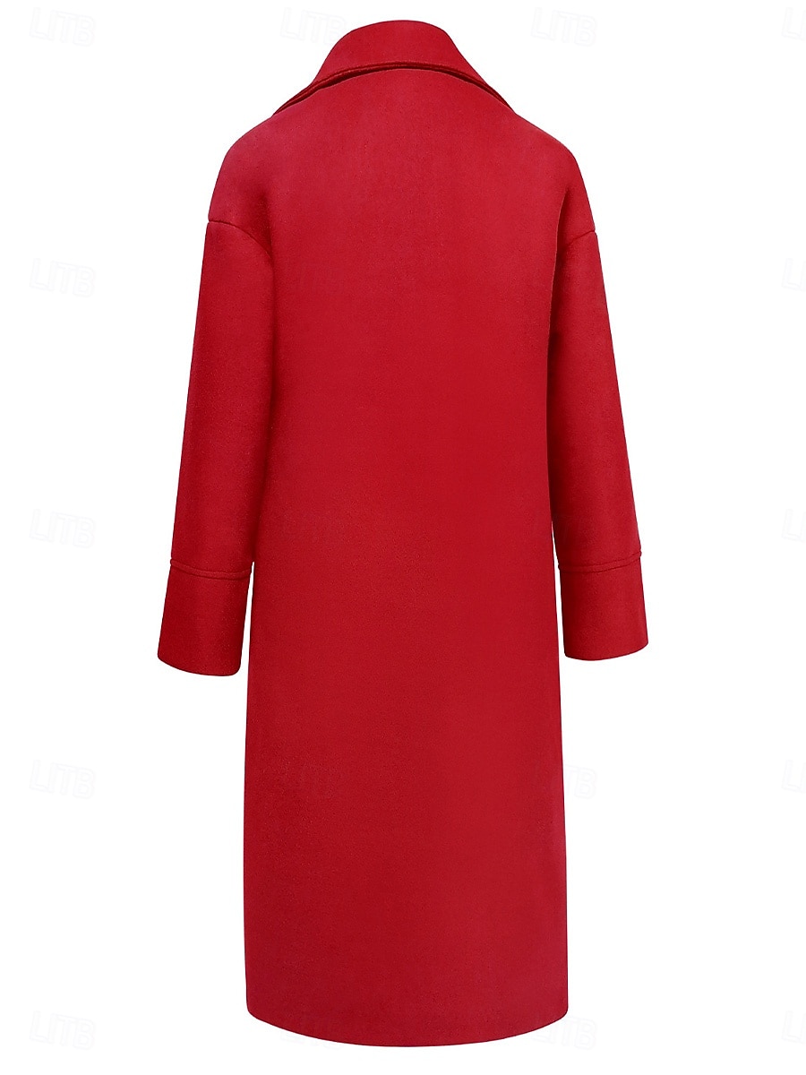 Damen Wintermantel Mantel Umhang / Umhänge Windundurchlässig warm halten Tasche Brautkleider schlicht Streetstyle Glatt Urlaub Arbeit Strasse Freizeitskleidung Einreihiger Verschluss Umlegekragen 2025 - $73.99 –P8