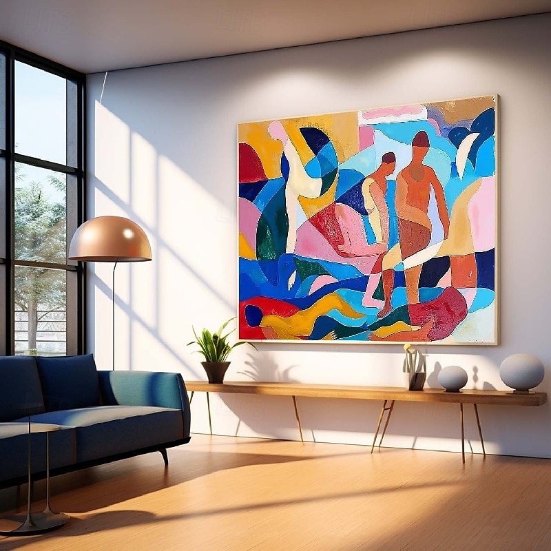 handgemachtes farbenfrohes modernes Ölgemälde auf Leinwand, großes handgemaltes abstraktes strukturiertes Personengemälde, Wandkunst, zeitgenössisches minimalistisches Kunstwerk, Wandgemälde für 2025 - $125.99 –P6