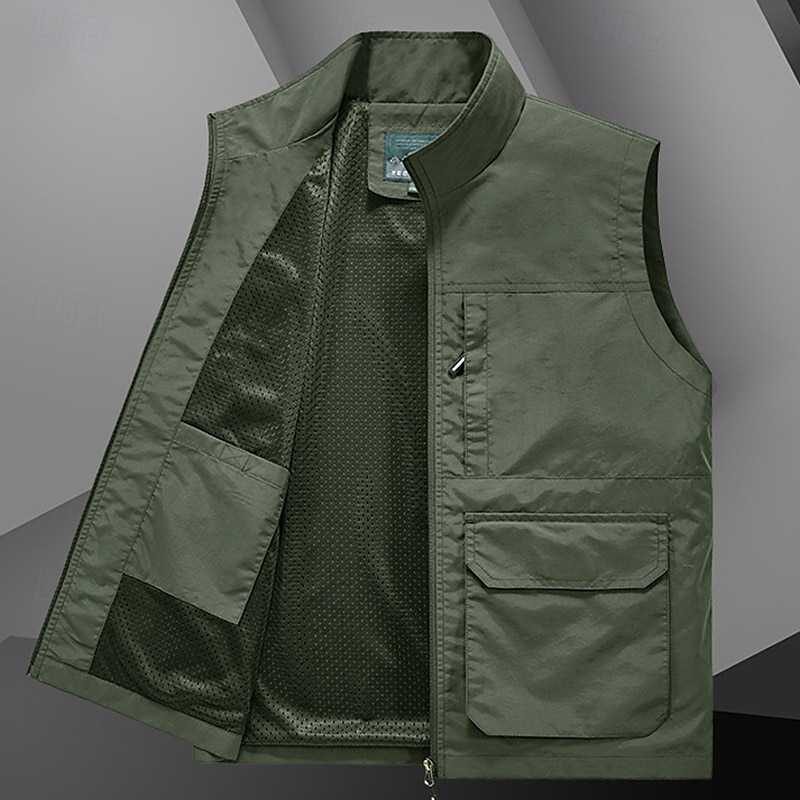 Муж. Жилет для туризма и прогулок Весна Осень на открытом воздухе Быстровысыхающий Удобный Жилет Охота Рыбалка Восхождение Черный Военно-зеленный Хаки Темно-синий Серый 2026 - $28.99 –P6