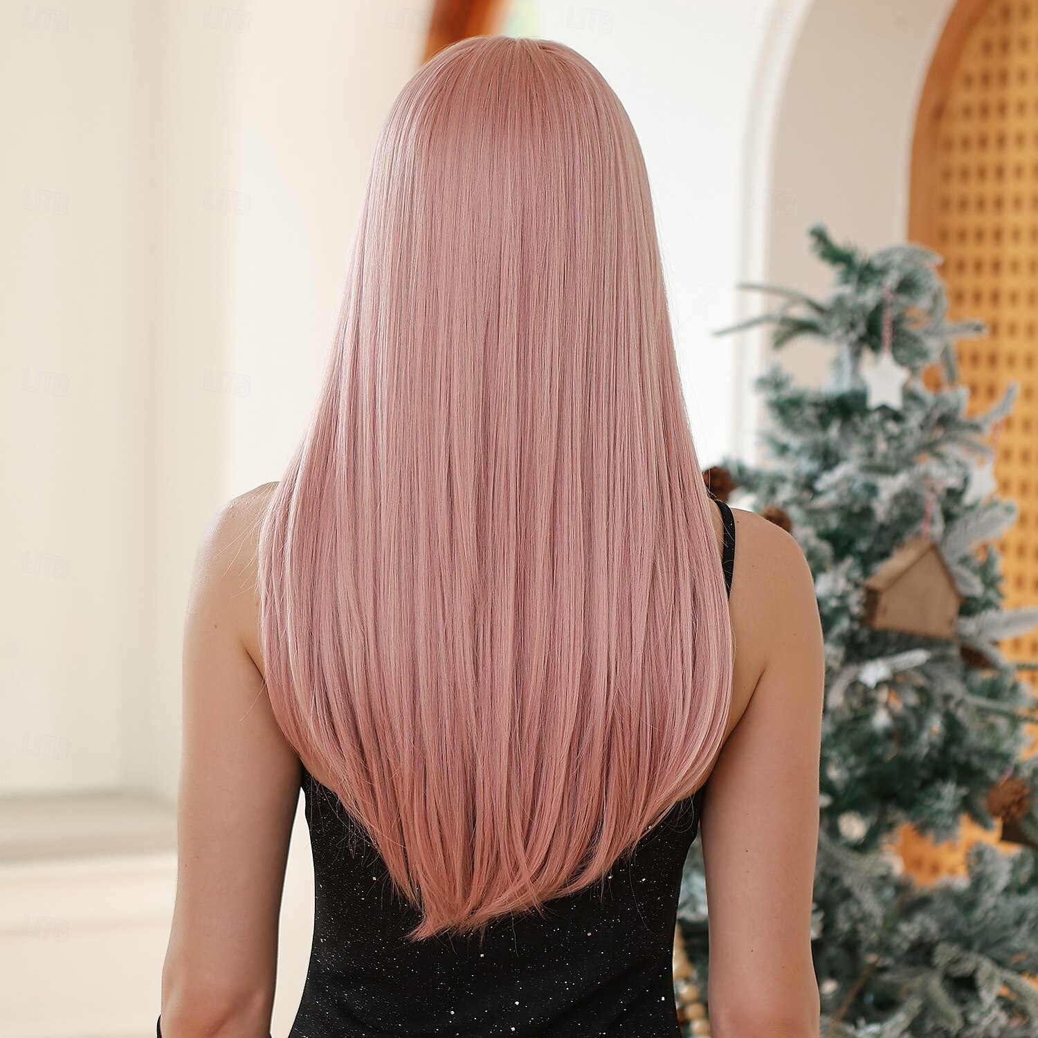 Peruca sintética de 26 polegadas, peruca feminina, cor gradiente, com cabelo longo e liso castanho, com franja, moda diária, festa, cosplay de 2025 por $24.99 –P6