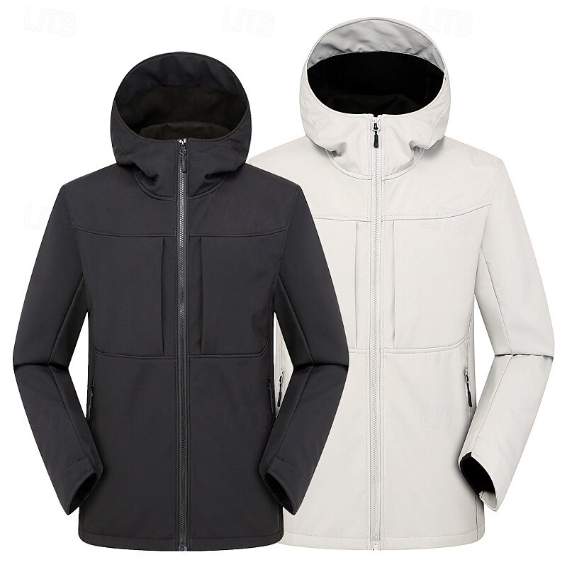 Men's Hiking Fleece Jacket Winter Outdoor Patchwork Thermal Warm Fleece Lining Waterproof Windproof Fleece Jackets Full Zip Climbing Camping / Hiking / Caving Traveling Dark Grey Black White Navy Blue 2025 - $70.99 –P1