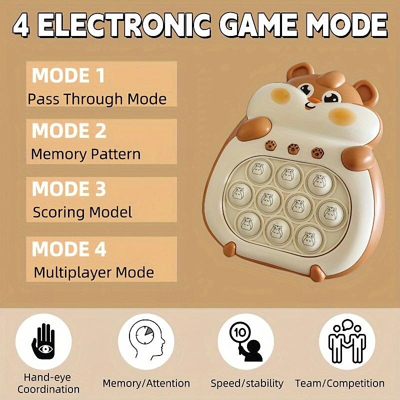 1pc Intelligence Toy, 4 Modes, 999 Game Levels, With Lights, Fast Press Game Console, Handheld Game Console, Fast Puzzle Game Console, Press Bubble Fidget Toy, Game Console 2025 - $18.49 –P5