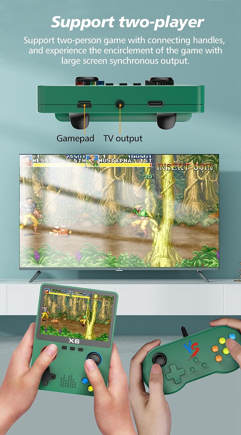 X6 portable retro mini game console 3.5-inch IPS display controller connection support ATJ22735 32-bit RISC children's gift 2025 - $51.99 –P8