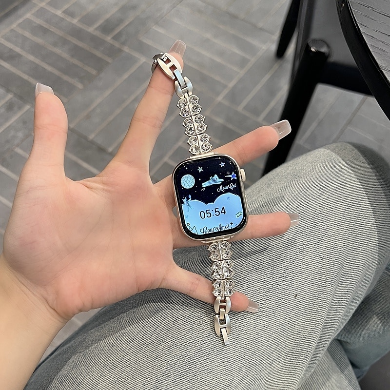 Pulseira de joias Compatível com Pulseira Apple Watch 38mm 40mm 41mm 42mm 44mm 45mm 49mm Bling Diamond Ajustável Respirável Lega pulseira de substituição para iwatch Ultra 2 Series 9 8 7 SE 6 5 4 3 2 de 2025 por $16.99 –P8