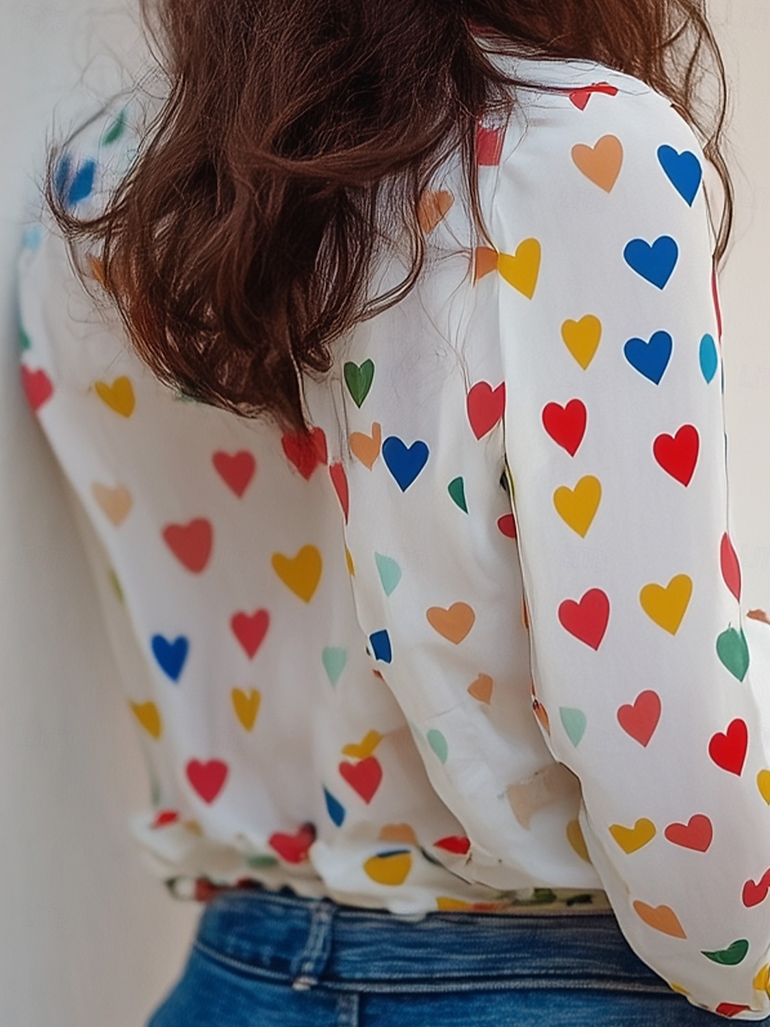 Women's Shirt Casual Polka Dot Heart Long Sleeve Button Up Black Spring Fall 2025 - $32.99 –P2