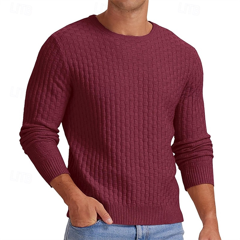 Per uomo Pullover Maglione Maglione lavorato a maglia A coste Maglia Standard Lavorato a maglia Jacquard Liscio Girocollo Di tendenza Essenziale Da tutti i giorni Appuntamento Abbigliamento Autunno del 2025 a €27.99 –P5