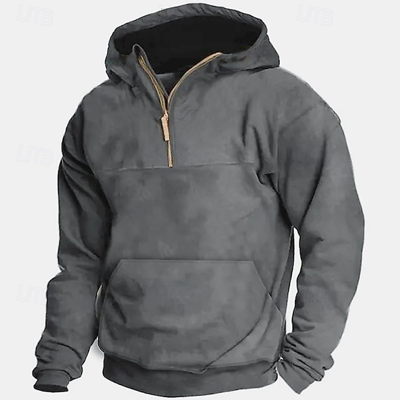Pánské Kapuce Mikina se zipem na čtvrtletí Černá Armádní zelená Námořnická modř Khaki Světle šedá Kapuce Bez vzoru Přední kapsa Sporty a outdoor Denní Dovolená Polyester Šik ven Základní Na běžn 2025 - $41.99 –P5