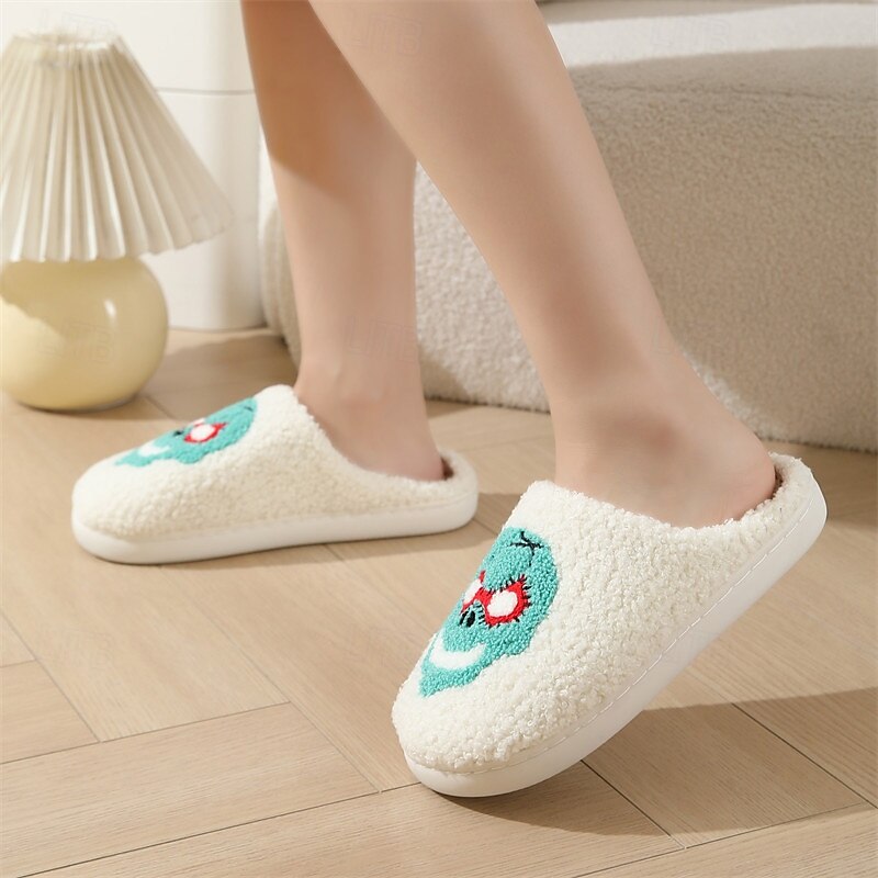 pantoufles d'intérieur pour Halloween, pantoufles en coton avec motif de masque de dessin animé pour femmes, chaussures d'hiver confortables pour la maison de 2025 ? $16.99 –P2