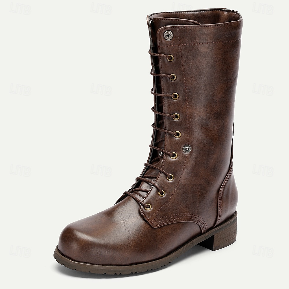 pánské hnědé kotníkové boty z umělé kůže – neformální obuv ve vintage stylu s odolným designem pro každodenní nošení 2025 - $69.99 –P3