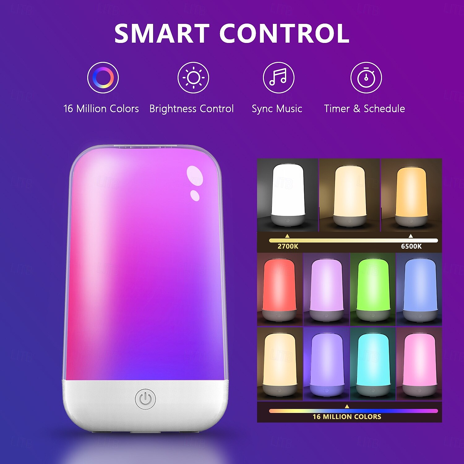 LED Smart Light Dimmable Seven-Color Touch Control Night Light, Rechargeable Battery Operated Bluetooth Table Lamp with Timer for Kids, Travel, and Desk Use 2025 - $37.99 –P2