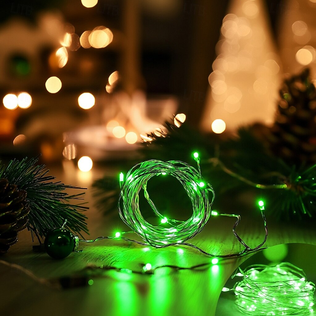 luci a corda in filo di rame impermeabile da 1 m a 10 m alimentate a batteria per luci decorative per interni ed esterni non conduttive per Natale, Halloween, matrimoni, festival del 2025 a $7.99 –P9