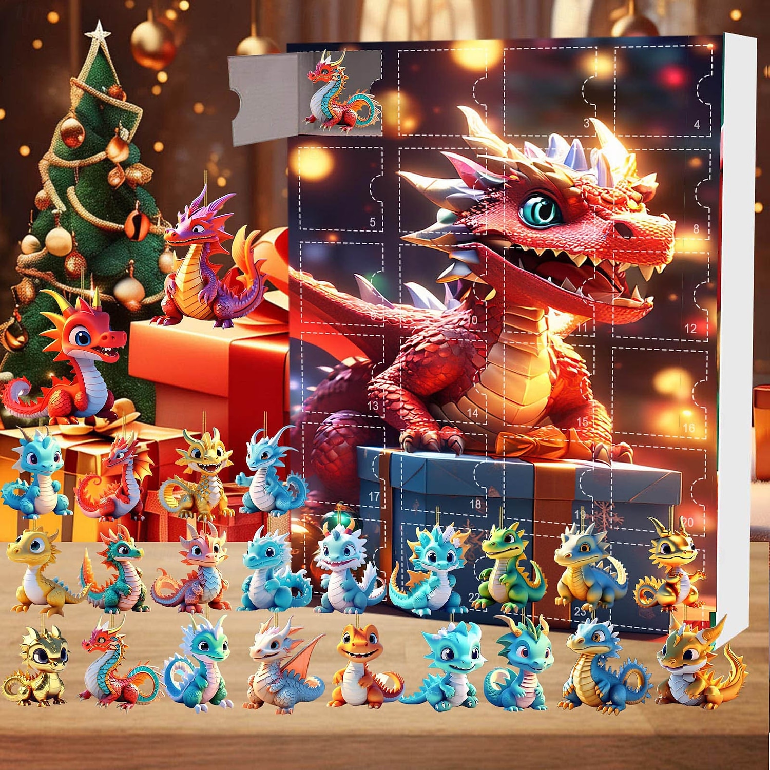 Christmas Advent Calendar Ornaments,2D Acrylic Cute Dragon Baby 24pcs Christmas Ornament Kit Gift 24 Days Countdown Mini Hanging Tree Xmas Ornaments for Christmas Party Decorations 2025 - $19.99 –P8