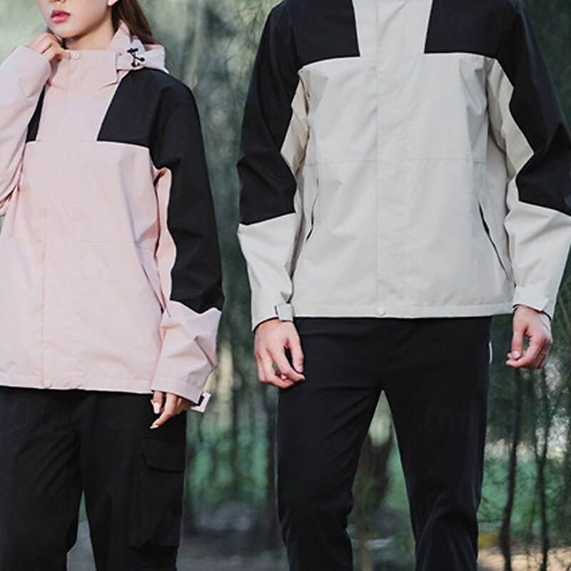 Homens Mulheres Jaqueta de Trilha Inverno Ao ar livre Bloco de cor Prova-de-Água A Prova de Vento Zíper Frontal Jaqueta leve Zip Completo Campismo / Escursão / Espeleologismo Preto Rosa claro Camelo de 2025 por $38.99 –P13