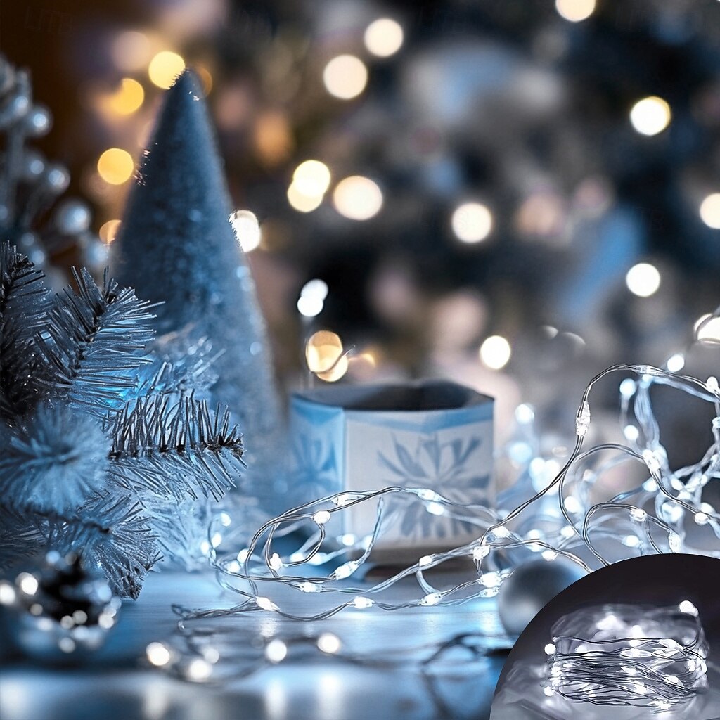luci a corda in filo di rame impermeabile da 1 m a 10 m alimentate a batteria per luci decorative per interni ed esterni non conduttive per Natale, Halloween, matrimoni, festival del 2025 a $7.99 –P6