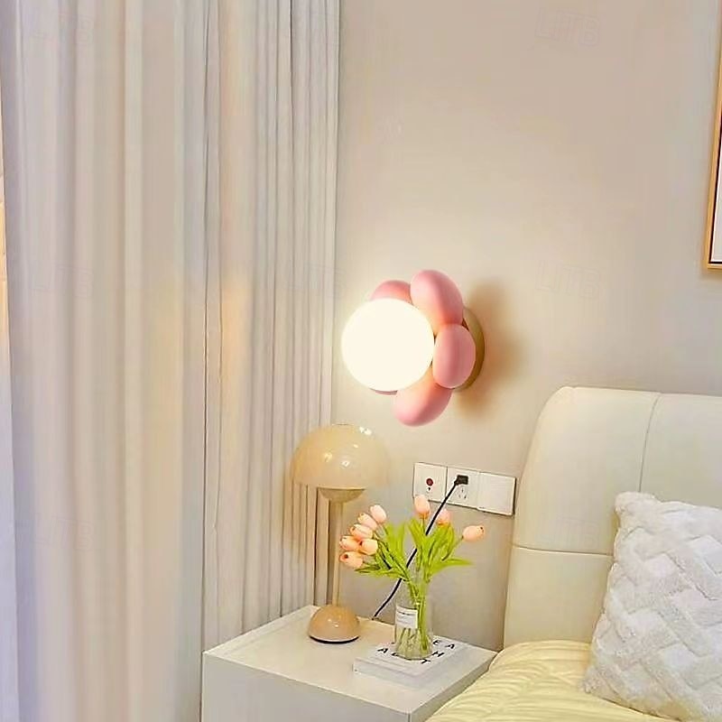 Настенный светильник в форме розового цветка, фоновое бра из смолы для детской комнаты, прикроватной тумбочки для дивана 110 В-240 В, 5 Вт 2026 - $99.99 –P3