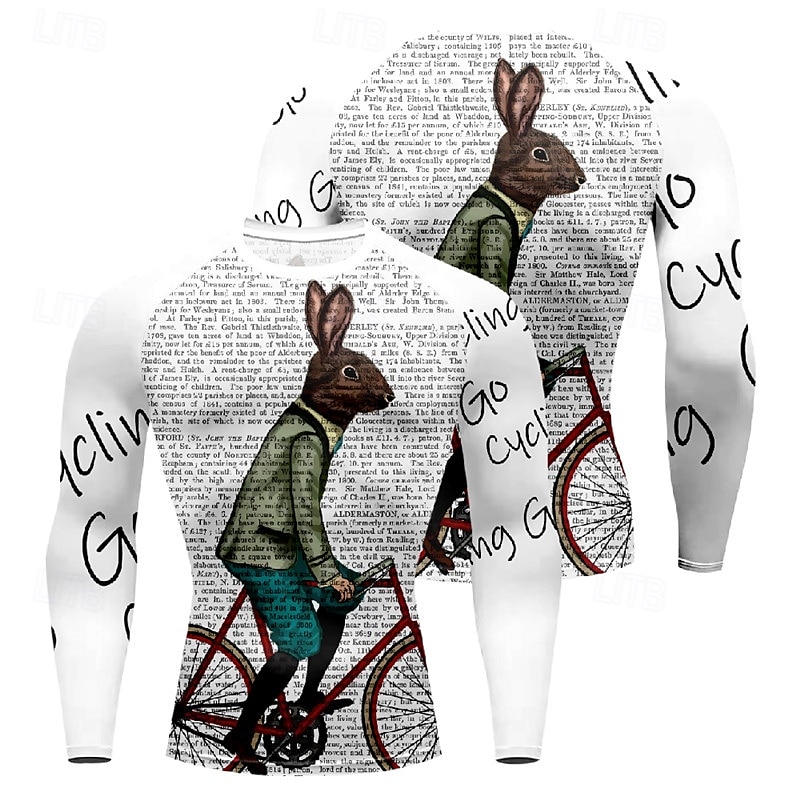 Voor heren Wielrenshirt Lange mouw Winter Fietsen T-shirt Shirt met 3 achterzakken Bergracen Ademend Sneldrogend Anatomisch ontwerp Lampenkatoen Wit Konijn Elastaan Sport Kleding 2025 - $27.99 –P4
