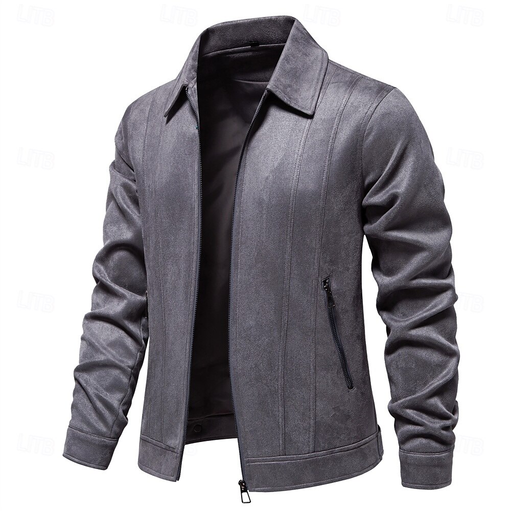 Per uomo Giacca sportiva Giacca in pelle scamosciata marrone Casual / quotidiano Sexy Autunno inverno Tinta unita / tinta unita Informale Bavero Standard Nero Giallo Verde Grigio Giacca del 2025 a $66.99 –P11