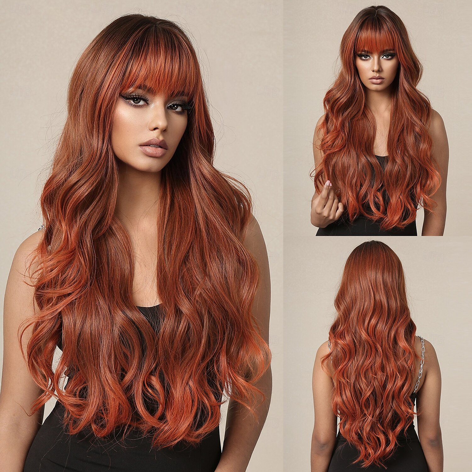 Synthetische pruiken Uniformen carrière Kostuums Prinses Gekruld Golvend Middelste stuk Gelaagd kapsel Met pony Machinegemaakt Pruik 66.0 cm Bruin / Bourgondië Synthetisch haar Dames Cosplay Feest 2025 - $27.99 –P1