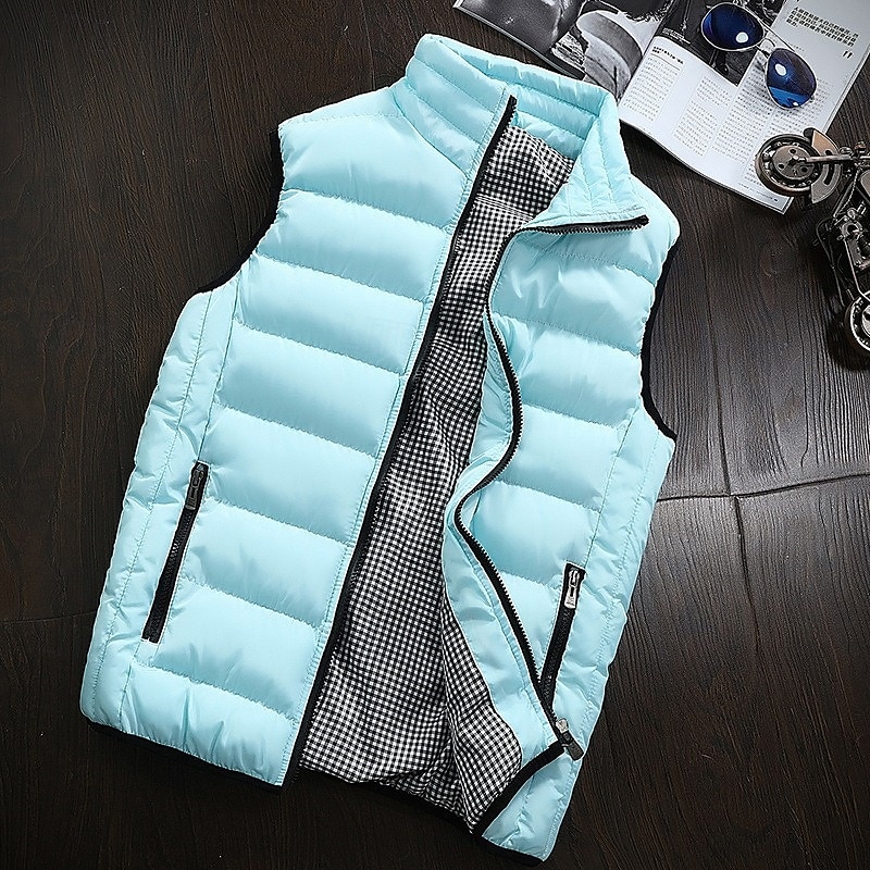 Herren Puffer Weste Weste Täglich Verabredung Urlaub Modisch Brautkleider schlicht Herbst Winter Tasche Polyester warm halten Komfortabel Glatt Gesteppt Reisverschluss Ständer Regular Fit Schwarz 2025 - $32.99 –P13
