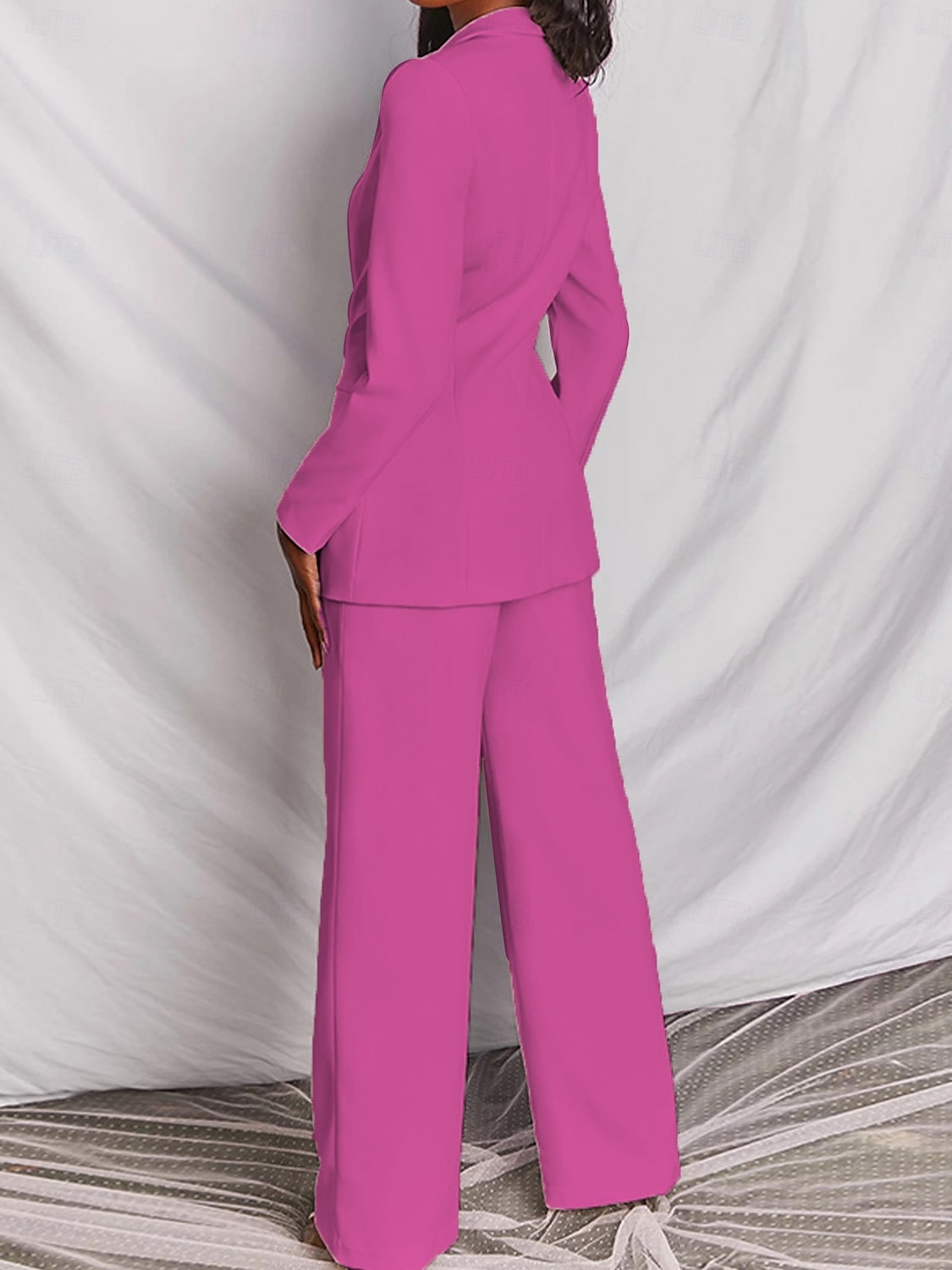 Damen Elegant Modisch Ausgefallene Hosen-Sets Hose mit weitem Bein Langarm Fallendes Revers Feste Farbe Formal Arbeit Schwarz Gelb Rosa Frühling Regular Fit 2025 - $49.99 –P5