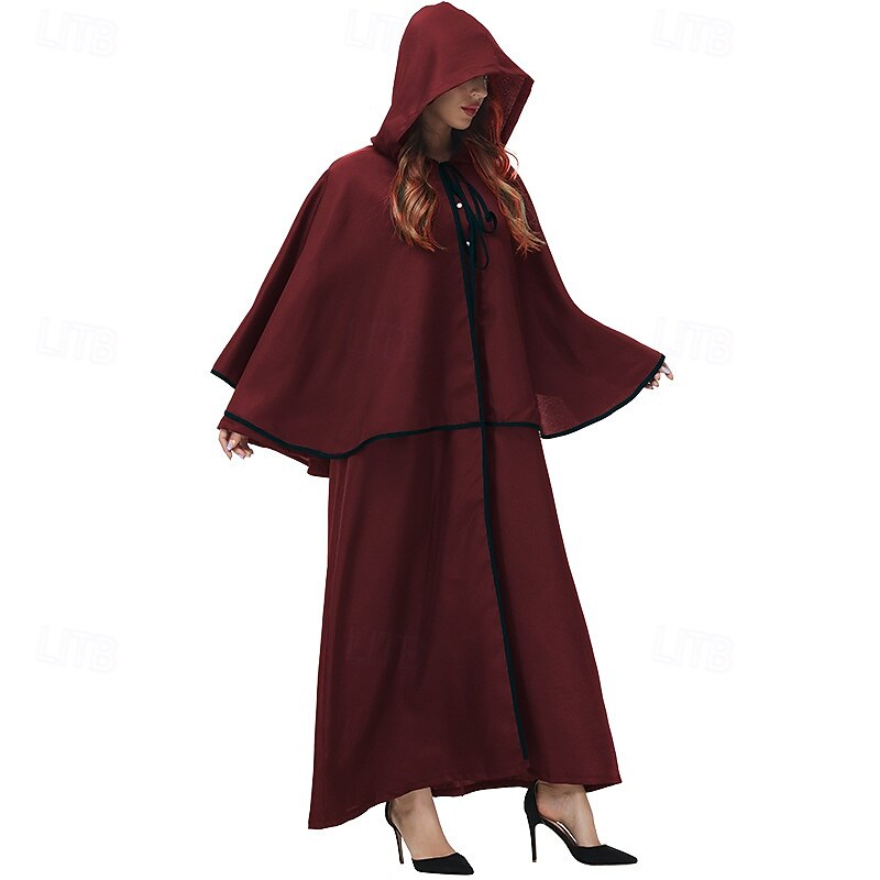 Retro vintage Middeleeuws Renaissance Kaap kapmantel Heks Pest dokter Tovenaar Dames Fantasie Walpurgisnacht Halloween Carnaval Feest LARP Ren Faire Volwassenen Mantel 2025 - $32.99 –P7