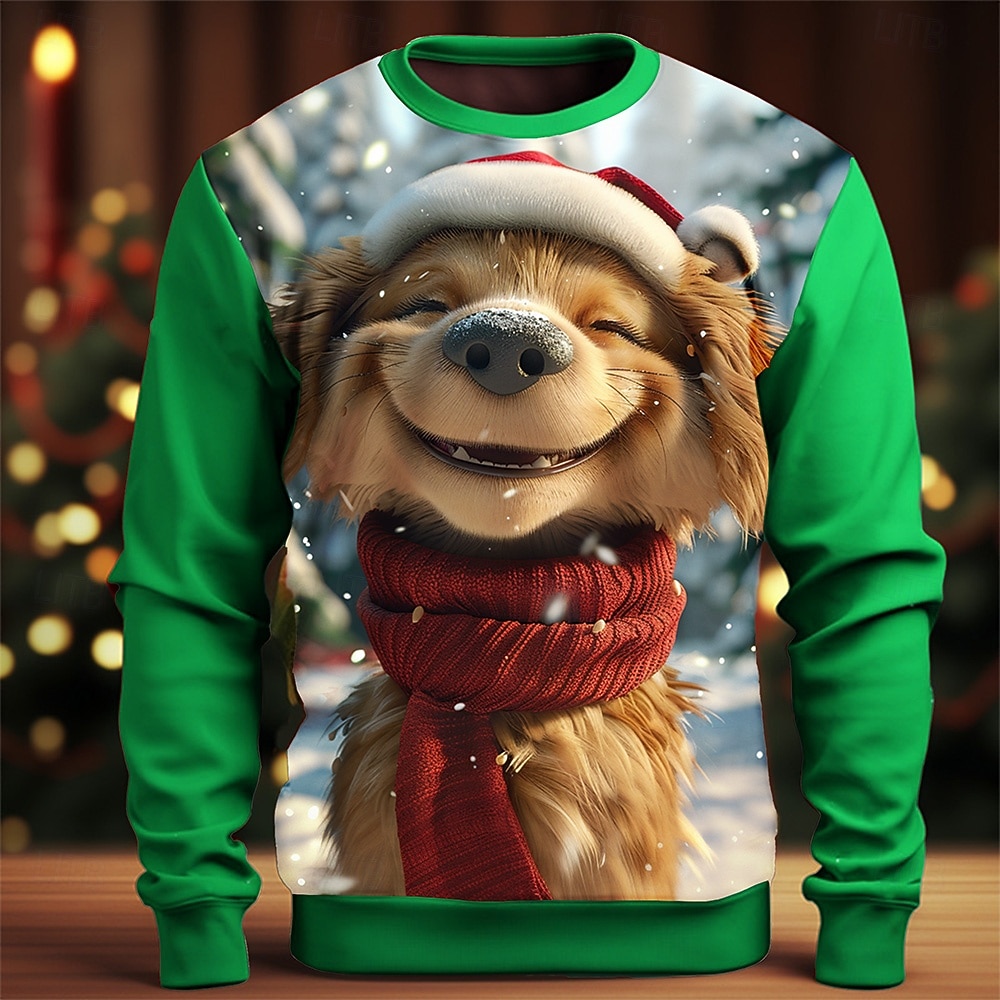 Navidad Hombre Perro Impresión 3D 3D Sudaderas Sudadera Sudadera Manga Larga Camisa de entrenamiento Cuello Barco 3D Gracioso Impresión 3D Navidad Vacaciones Fiesta Cuello redondo Impresión 3D 3D 2025 - $30.99 –P4