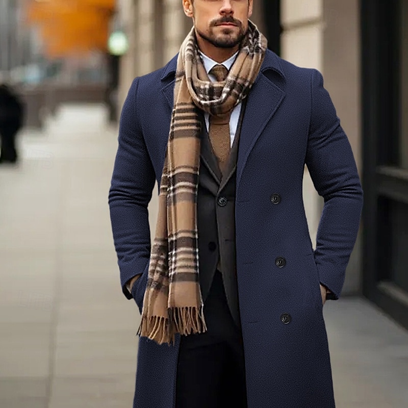 Herren Wintermantel Wollmantel Mantel Outdoor Freizeitskleidung Herbst Winter Polyester warm Oberbekleidung Bekleidung Modisch Strassenmode Glatt Tasche Kargen Doppelreihiger Verschluss 2025 - $114.99 –P4