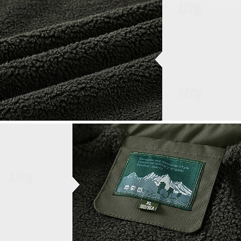 Herren Wanderjacke Fleecejacke für Wanderer Draussen warm Fleece-Futter Windbreaker-Jacke Reisen Armeegrün Khaki Dunkelblau 2025 - $56.99 –P11