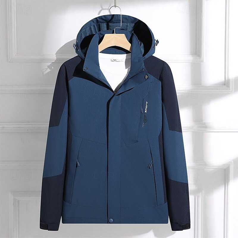 Men's Hoodie Jacket Outdoor Jacket Hiking Jacket Winter Outdoor Waterproof Breathable Soft Detachable Cap Jacket Full Length Visible Zipper Fishing Climbing Beach Dark Brown Dark Grey Navy Black Ivory 2025 - $48.99 –P6