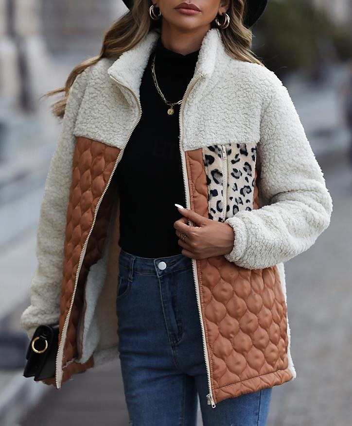 Mulheres Casaco impermeável Para Noite Outono Inverno Longo Casaco Normal Manter Quente Respirável à moda Casual Casaco Manga Longa Leopardo Corte Justo Vinho Verde Tropa Café de 2025 por $36.99 –P1