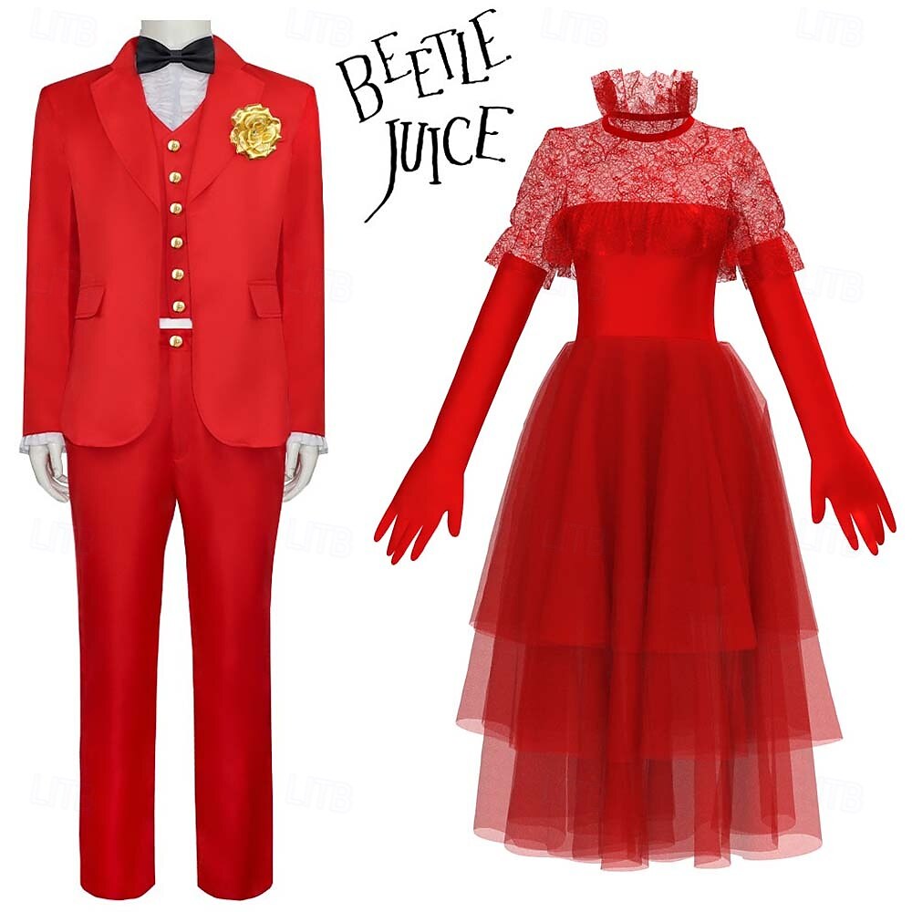 Beetlejuice Lydia Deetz Halloween grupp par kostymer Brudgums kostym Vuxna Par Herr Dam Fest Bröllopsfest Karnival Lätt karnevalsdräkt 2025 - $48.99 –P1