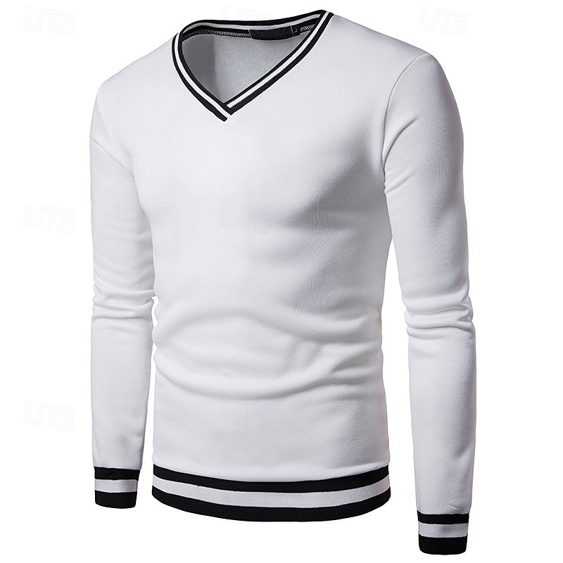 رجالي تي شيرت تي متماسكة كم طويل V رقبة الشتاء ربيع & الصيف لون الصلبة تريكو V-neck كاجوال / يومي أسود أبيض أصفر تي شيرت للرجال 2025 - $12.99 –P2