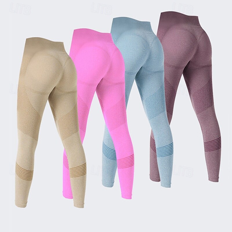Dam Yogabyxor Yoga leggings Lappverk Hög midja Yoga Gymträning Pilates Trikåer Svart Rosa Armégrön Höst sporter Sportkläder Elastisk Smal 2025 - $12.99 –P1