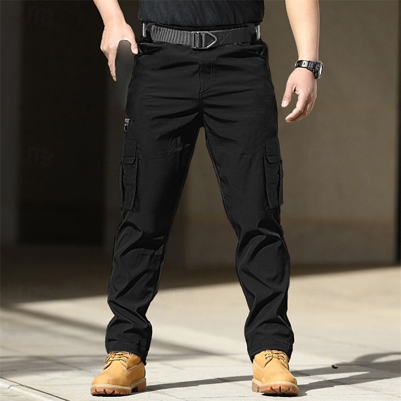Voor heren Cargohosen Broek Elastische taille Zak met rits Recht been Effen Comfort Zacht Volledige lengte Buiten Dagelijks Uitgaan Modieus Streetwear Zwart blauw 2025 - $23.99 –P2