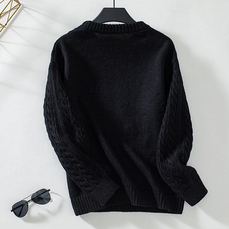 Per donna Felpa Giornaliero Da ufficio Essenziale Tinta unica Cavi Girocollo Testurizzato Manica lunga Top regolari Maglia Fine settimana Nero Beige Autunno Inverno del 2025 a $52.99 –P8