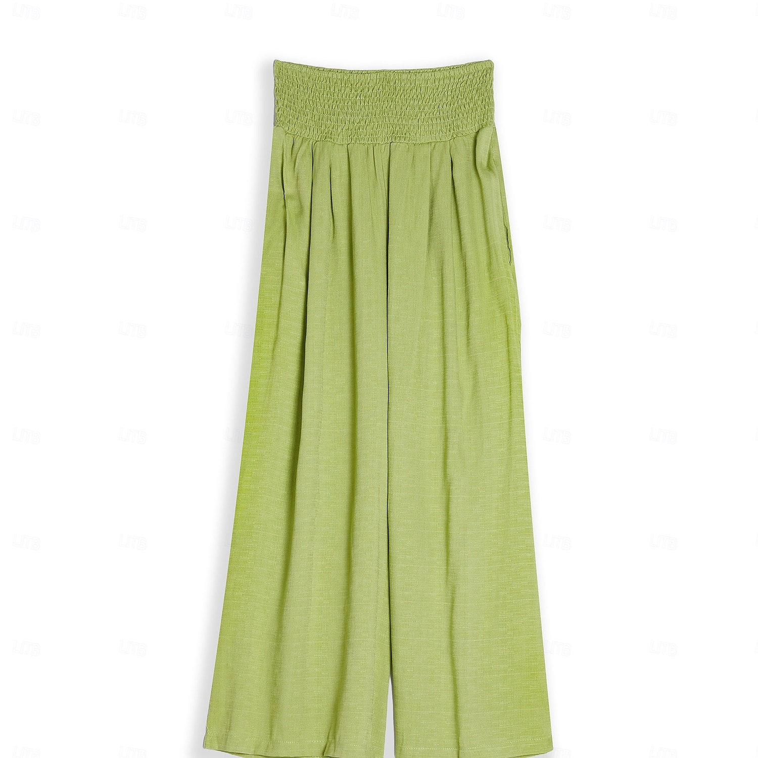 Women's Cotton Linen Pants Wide Leg Trousers Fashion Casual Lounge Full Length High Waist Baggy Micro-elastic Vacation Daily Apple Green Black White Dark Navy Autumn / Fall 2025 - $18.99 –P1