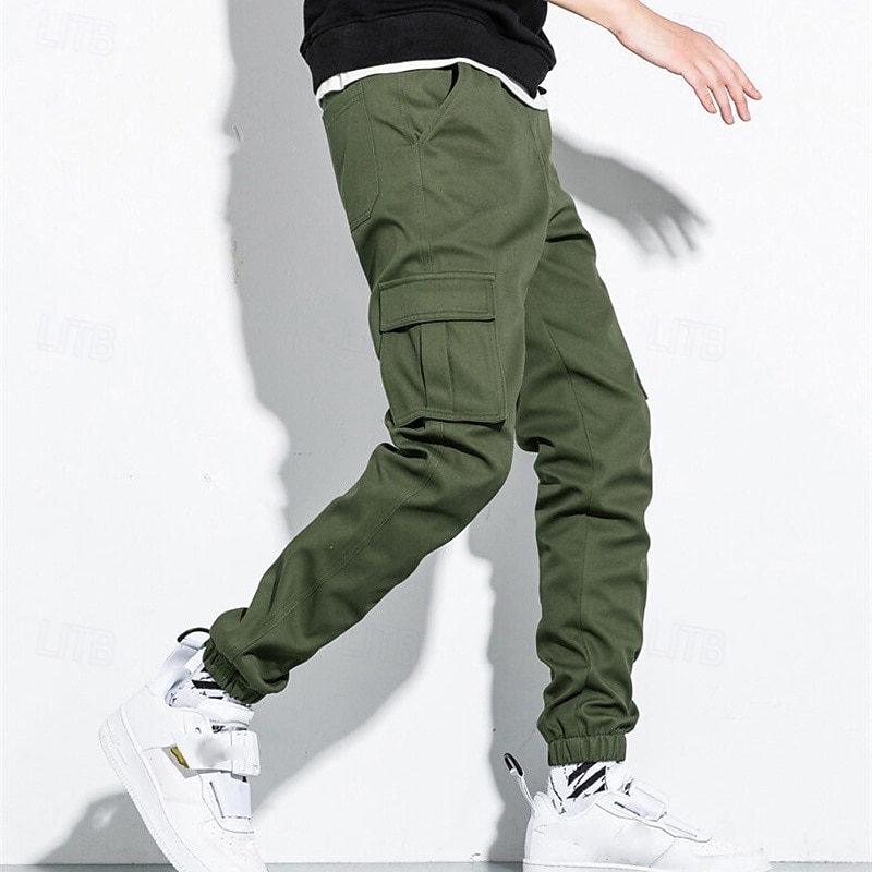 Homme Pantalon Cargo Pantalon Jogger Pantalon Cordon Taille elastique Multi poche Plein Vestimentaire Extérieur du quotidien Camping et randonnée Mode Classique Noir Vert Véronèse de 2026 ? $20.99 –P13