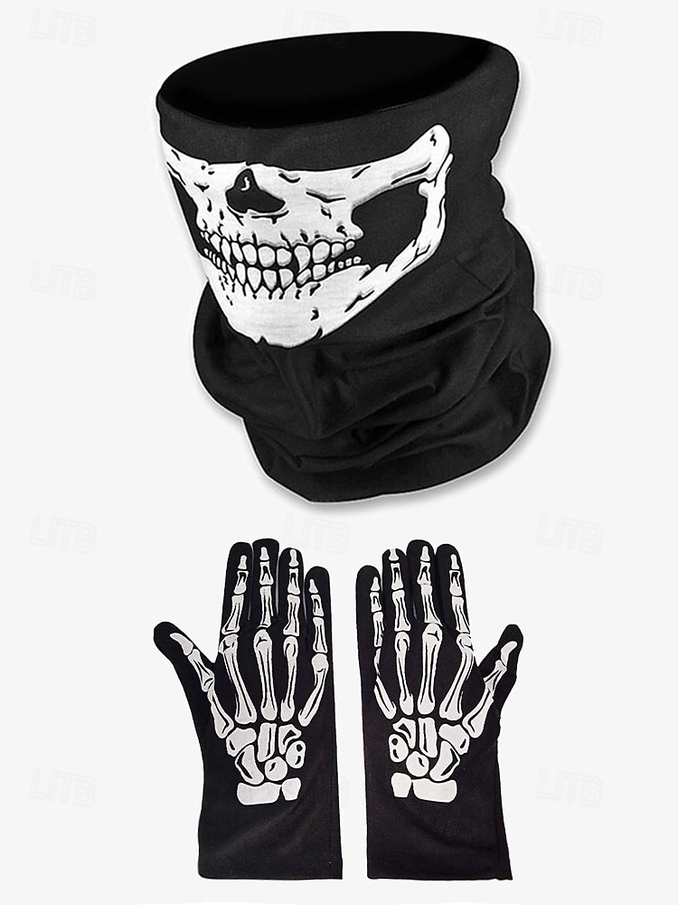 luurankopukutarvikesarja – kallonaamio ja luurankokäsineet, jotka sopivat täydellisesti halloweeniin, cosplayiin ja teemajuhliin 2025 - $8.99 –P3