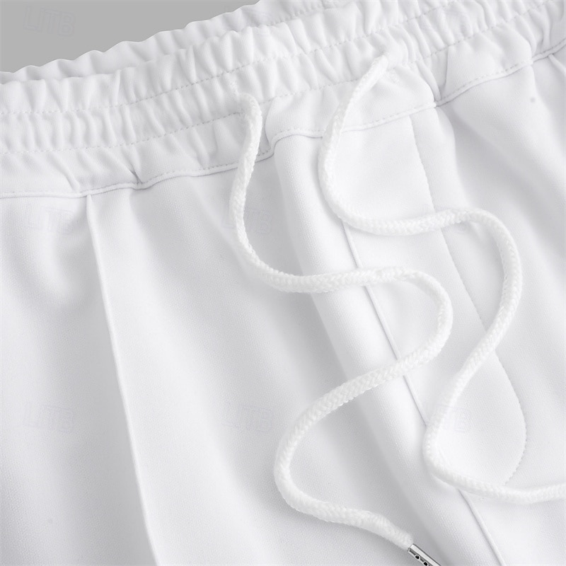 Муж. Штаны Бегун Брюки со складками Кулиска Эластичная талия Полотняное плетение Комфорт Дышащий Повседневные Праздники Спорт Мода Черный Белый 2026 - $20.99 –P3