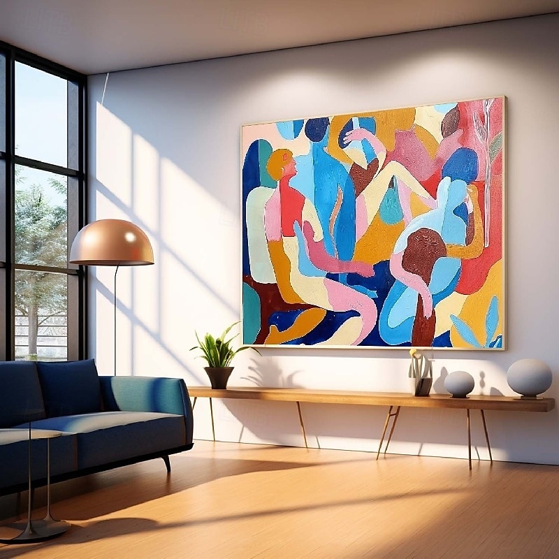 handgemachtes farbenfrohes modernes Ölgemälde auf Leinwand, großes handgemaltes abstraktes strukturiertes Personengemälde, Wandkunst, zeitgenössisches minimalistisches Kunstwerk, Wandgemälde für 2025 - $125.99 –P9