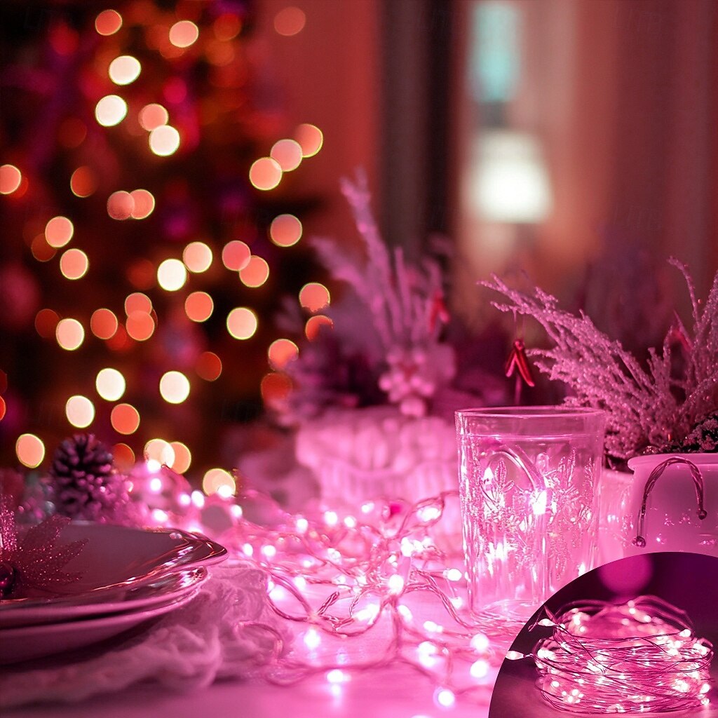 luci a corda in filo di rame impermeabile da 1 m a 10 m alimentate a batteria per luci decorative per interni ed esterni non conduttive per Natale, Halloween, matrimoni, festival del 2025 a $7.99 –P7