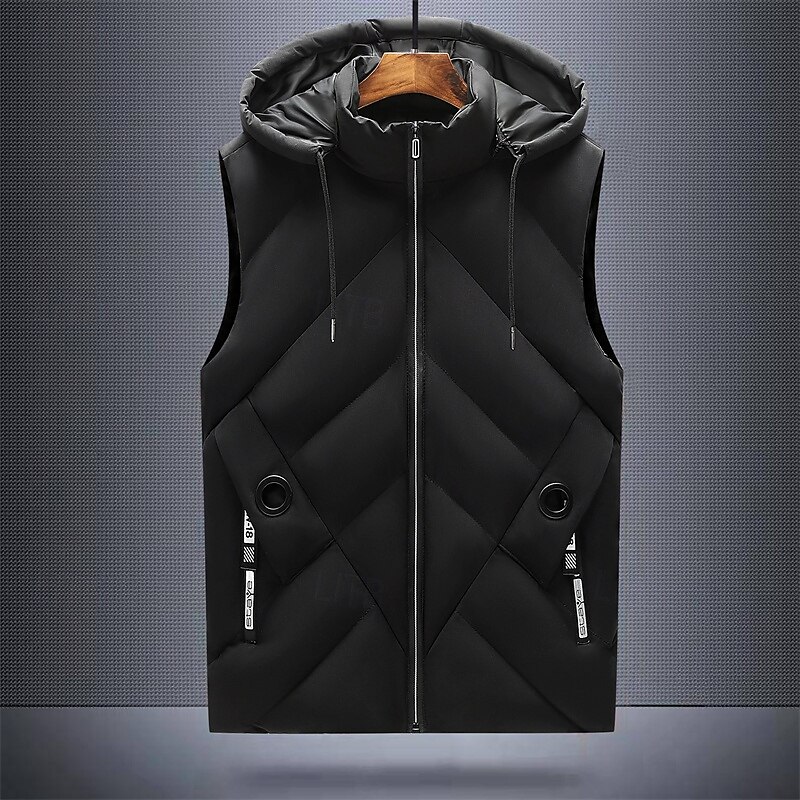 Herren Daunenweste Puffer Weste Weste Urlaub Täglich Verabredung Modisch Brautkleider schlicht Herbst Winter Tasche Polyester warm halten Komfortabel Glatt Reisverschluss Mit Kapuze Regular Fit 2025 - $47.99 –P5