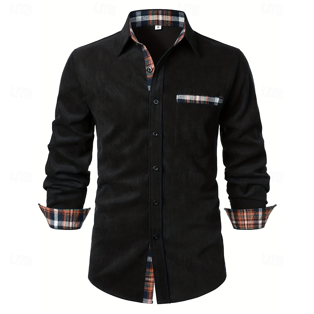 Per uomo Camicia Camicia di velluto a coste Sovracamicia A quadri Esterno Strada Nero Blu marino Marrone Verde Manica lunga Colletto Inverno Primavera & Autunno Abbigliamento del 2025 a $27.99 –P2