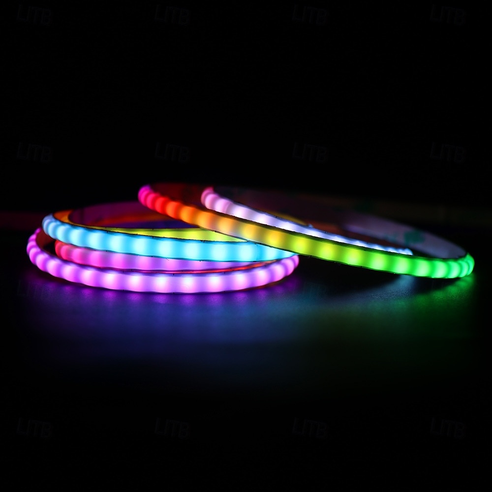 White Silicone Neon LED Light Strip, 16MM 360° Circular, RGB Flexible Dreamy Color Rope Light with 17-Key IR Controller, USB DC5V for Bedroom Indoor/Outdoor Decoration WS2811 2025 - $22.99 –P4