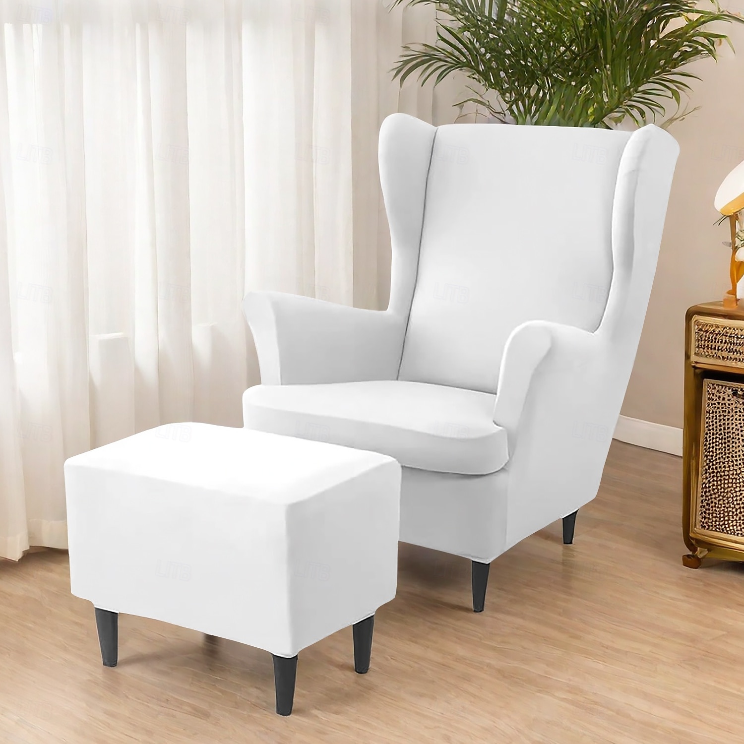 Wingback Chair Cover with Striped Geometric Print Polyester Slipcover Stretchy and Durable Furniture Protector Modern Stylish Chair Cover for Living Room Decor 2025 - $47.99 –P3